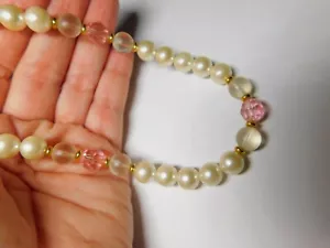 Collar Firmado Napier Rosa Esmerilado Blanco Imitación Perla De Colección - Imagen 1 de 4