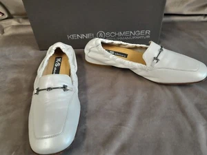 Off white shimmery shoes, loafer style, all leather, KENNEL & SCHMENGER, size 5 - Picture 1 of 14