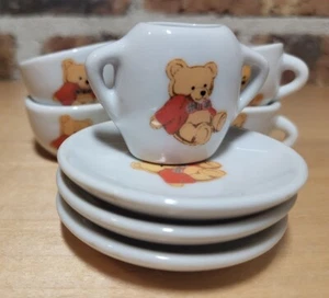 Vintage BATTAT TEDDY BEAR CHILD PLAY TEA SET 9 Pieces Replacements Plates Cups - Picture 1 of 5