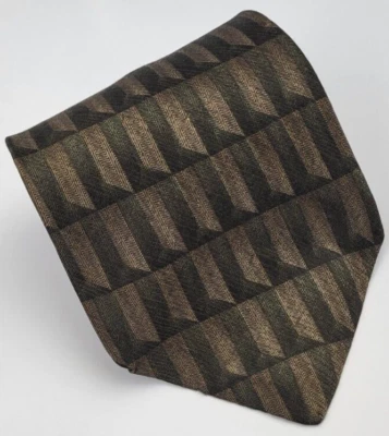 Corbata de seda Croft & Barrow marrón negra geométrica EE. UU. 56,5 x 4 Foto 1 de 4