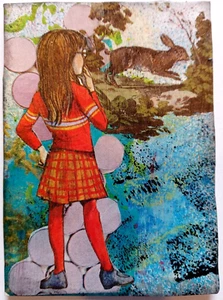 "BONNIE'S BUNNY" Original Mixed Media Collage Art ACEO OUTSIDER nature vintage - Picture 1 of 5