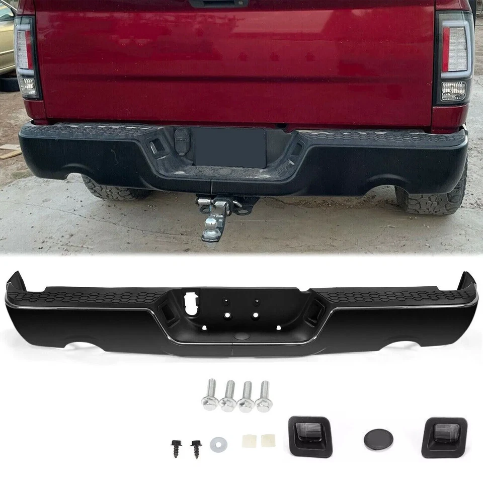 Black Rear Bumper Assy For 2009-2018 Dodge Ram 1500 Dual Exhaust w/o Sensor New - Imagem 1 de 4