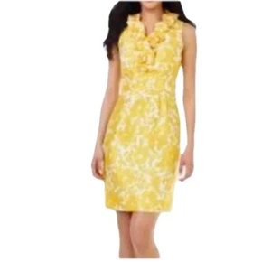 Vestido Retro LIMITADO Talla 2 Amarillo Floral Volantes Suave Niña Oficina Pascua Verano - Imagen 1 de 12