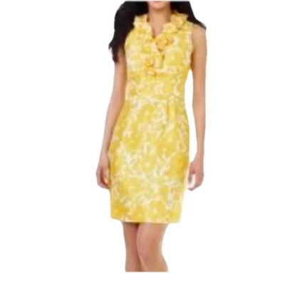 Vestido Retro LIMITADO Talla 2 Amarillo Floral Volantes Suave Niña Oficina Pascua Verano Foto 1 de 4