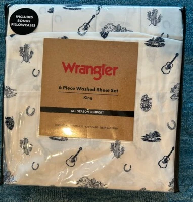 Juego de 6 hojas Wrangler KING Western Desert guitarra vaquera cactus lavado suave NUEVO Foto 1 de 4
