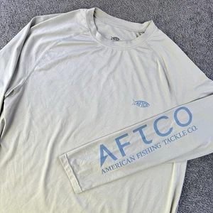 AFTCO AFTECH Performance Shirt Men's Large Stretch Long Sleeve Gray Fishing UV - Picture 1 of 8