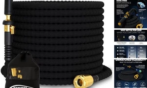  Flexibler Gartenschlauch - Ultraleichter, strapazierfähiger Wasserschlauch 100 Fuß schwarz - Bild 1 von 7