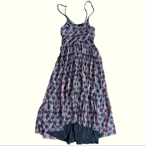 Vestido Free People Y2K Alto Bajo Floral Correa de Espagueti Ajuste Fluido y Acampanado - Imagen 1 de 5