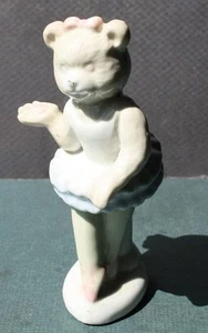 Oso de peluche bailarina estatuilla tutú cinta rosa cerámica pintada a mano sin marca -- - Imagen 1 de 1