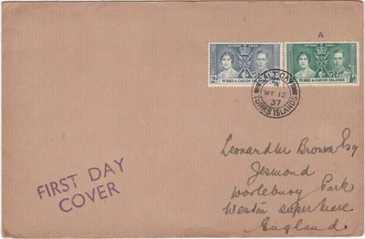 1937 Turks&Caicos cover George VI Coronation - Image 1 of 2