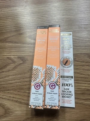 2 X Grande Cosmetics 2 in 1 Brow Gel + Enhancing Serum 3.5mL Dark Tint TIK TOK - Image 1 of 4