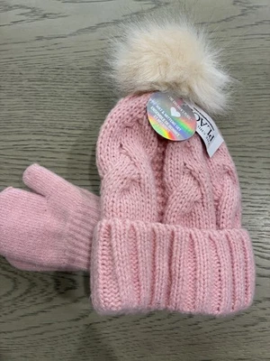 Conjunto de chapéu e luvas rosa para meninas tamanho L 7-8 novo com etiquetas Children’s Place - Imagem 1 de 4