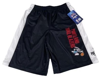 NUEVO Pantalones Cortos Juveniles M 10/12 Negros Portland Trail Blazers Space Jam 2 Slam Dunk Malla Foto 1 de 4