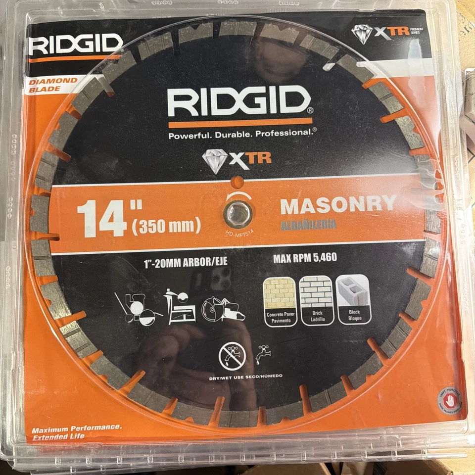 Ridgid 14 дюймов Каменная кладка алмазное лезвие чередующиеся турбо и плоские сегменты НОВЫЕ 16A - Изображение 1 из 1