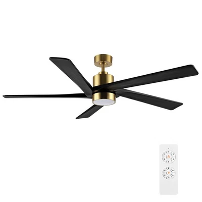 WINGBO 54 Inch DC Ceiling Fan with Lights  Remote Control, 5 Reversible Carved - Image 1 of 4