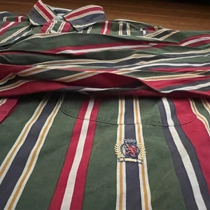 VTG 90s Tommy Hilfiger Colorblock Vertical Stripe Button Up Shirt Sz Medium - Picture 1 of 11