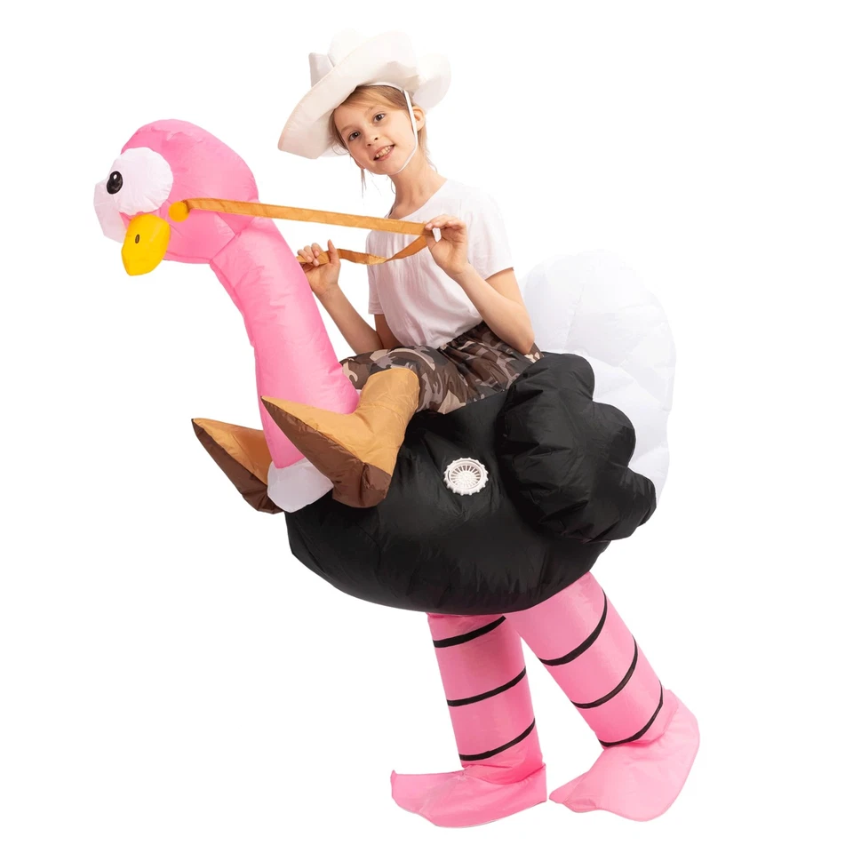 Spooktacular Creations Inflatable Costume Riding an Ostrich Air Pink Size VCT