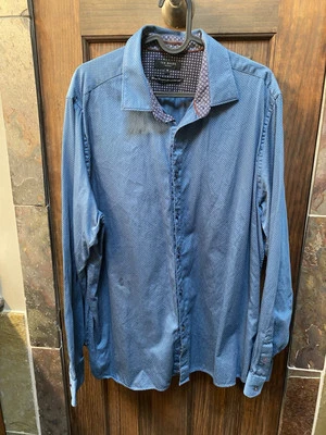 Camisa de vestir Ted Baker London para hombre talla 6 azul manga larga 100 % algodón lunares Foto 1 de 4
