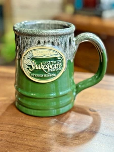 Deneen Pottery Mug Hand Thrown 2019 Lake Tahoe Shakespeare Festival Green Large - Picture 1 of 13