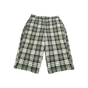 Vintage Kikwear Bermuda Shorts Herren Gr. 36 schwarz weiß kariert Polyester weites Bein - Bild 1 von 10
