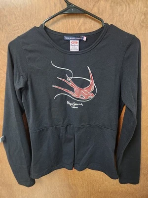 Camisa Pepe Jeans Niñas Negra Manga Larga Parte Inferior Cremallera Talla L Foto 1 de 4