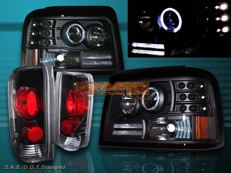 FAROS PROYECTORES LED HALO FORD BRONCO F150 1992-1996 + LUCES TRASERAS NEGRO Foto 1 de 1
