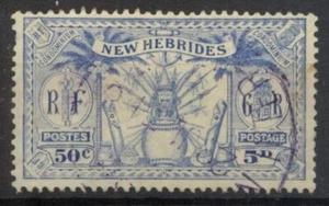 New Hebrides 1925 5d 50c Mult Script CA SG 47 used C521 *COMBINED POSTAGE* - Picture 1 of 1