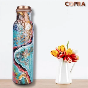 100% Pure Copper Water Bottle LeakProof Anti Slip Base Ayurvedic Health Benefits - Picture 1 of 12