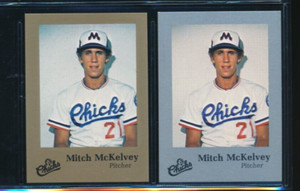Lot (2) Memphis Chicks #21 Mitch McKelvey Silver Gold Time Out Sports COA (GI58)