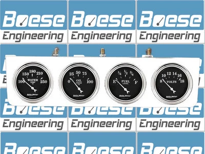 Billet Aluminum 4 Gauge Under Dash Instrument Panel w/ Auto Meter Old Tyme Black - Image 1 of 3