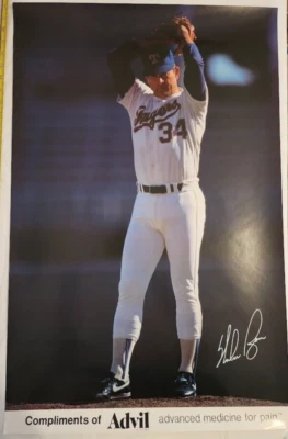 Texas Rangers #34 Nolan Ryan HOF MLB Advil Poster Signed Autographed 21.5"x33" - Image 1 of 3