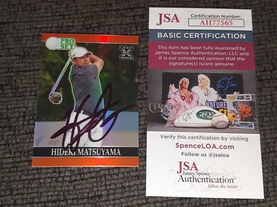 2021 Leaf Pro Set Orange #'d /15 Hideki Matsuyama SIGNED JSA COA Rookie RC auto - Image 1 of 4