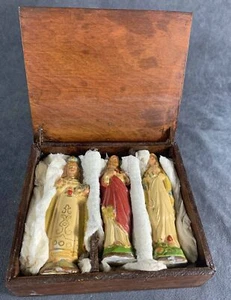 Infant Prague Sacred Heart Jesus Joseph Mary Holy Family Early Chalkware Figures - Picture 1 of 16