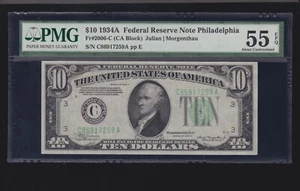 US 1934A $10 FRN Philadelphia FR 2006-C PMG 55 EPQ Ch AU (259) - Picture 1 of 2