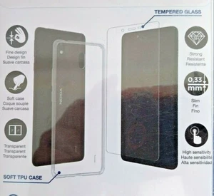 NOKIA 1 PLUS Pacco Cover Morbida TRASPARENTE + Vetro Temperato - NUOVO ! - Afbeelding 1 van 3