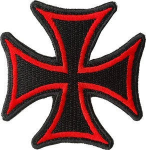 EISERNES KREUZ SCHWARZ & ROT PATCH - bestickt Malteser Gothic ABZEICHEN BÜGELBILD  - Bild 1 von 1