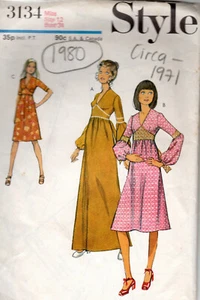 1971 Vintage Sewing Pattern B34" DRESS (1980) By Style 3134 - Picture 1 of 2