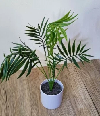 HANDCRAFTED Artificial Plants Pot Flowers House Garden Potted ARECA Ivy Leaf Fern Foliage 38
