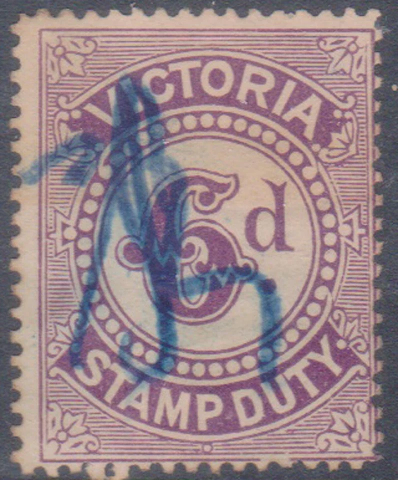 (F123-105) 1940 AU Victoria 6d púrpura Stamp Duty (DE)  Foto 1 de 1