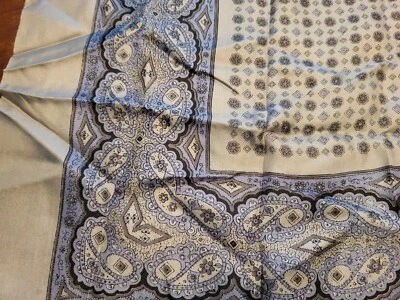 True Vintage  Scarf Silk Paisley Blue Square - Image 1 of 4