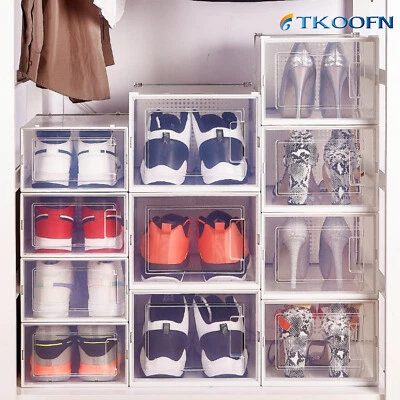 12/24/36x Clear Shoe Storage Box Stackable Sneaker Case Organizer for Air Jordan - Image 1 of 4