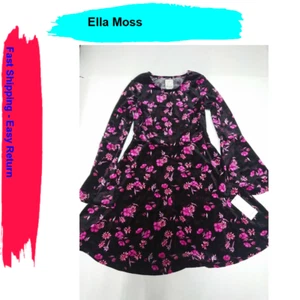 Ella Moss Girls Dress Sweater Velvet Flutter Sleeve , Black/Purple, Size 12 - Picture 1 of 3