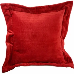 Red Chenille Euro Pillow Shams Set of TWO, Wide Edge, Thick Fabric and Lining. - Picture 1 of 4