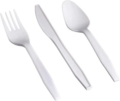 SHEFA White Cutlery Set Heavy Duty Reusable High Quality for Parties & Takeaways