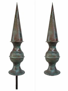 Hand Hammered Green Oxidized Copper Roof Finial Home Garden Sculpture Decor - Picture 1 of 1