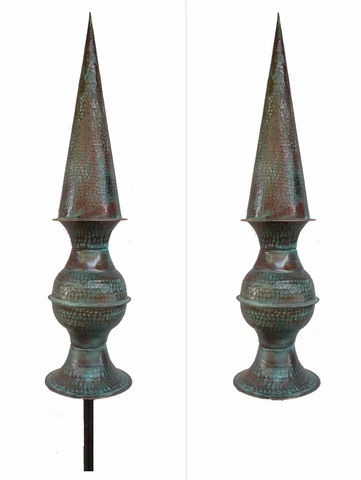 Hand Hammered Green Oxidized Copper Roof Finial Home Garden Sculpture Decor Cover