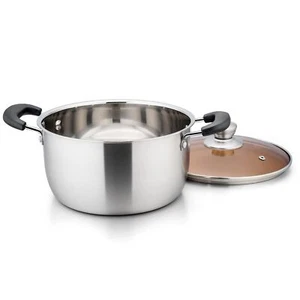 3 Quart Stock Pot, Stainless Steel Stock Pasta Soup Pot with Lid, Tempered Gl... - Picture 1 of 7