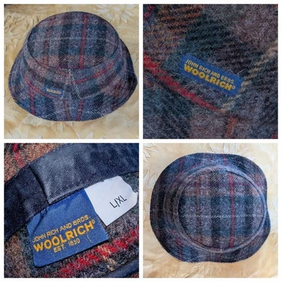 Woolrich L-X Verde Marrón CAZA Camuflaje TARTÁN Lana Cuadros Cubo Irlandés Caminar Sombrero Foto 1 de 4
