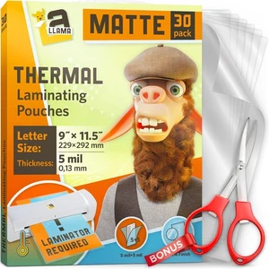 Matte Thermal Laminating Pouches, Matte Finish, 9 x 11.5 Inches, 5 Mil Thickn... - Picture 1 of 8