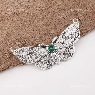 Pendente Unico In Argento Sterling Con Onice Verde Naturale Per Figlia - Immagine 1 di 4